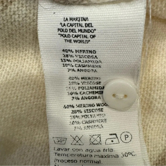 La Martina Polo Women's will cashmere blend V-Neck Sweater - Cream and Brown - Picture 12 of 12